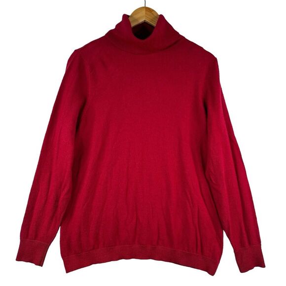 Sarah Spencer Womens Sweater 2X Red 100% Italian Merino Wool Turtleneck Pullover - Picture 1 of 8